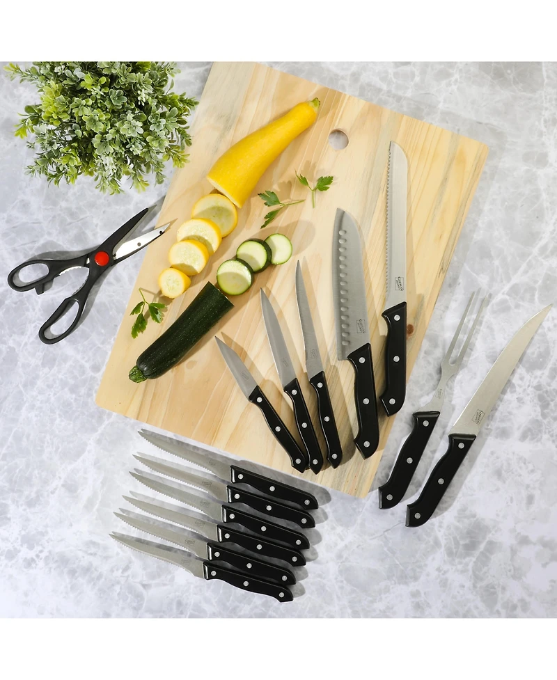 Gibson Home Wildcraft Kitchen in a Box 15 Piece Cutlery Set W/Cutting Board