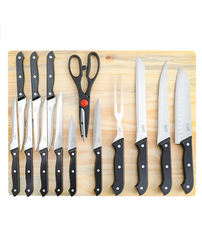 Gibson Home Wildcraft Kitchen in a Box 15 Piece Cutlery Set W/Cutting Board