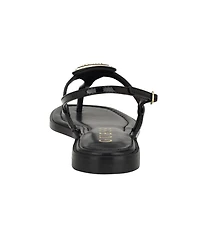 Guess Women's Rainey Logo Sqaure Toe T-Strap Flat Sandals