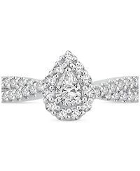 Diamond Pear Halo Engagement Ring (5/8 ct. t.w.) in 14k White Gold