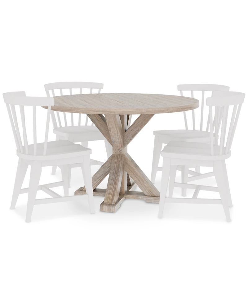 Closeout! Catriona 5pc Dining Set (Round Dining Table & 4 Wood Side Chairs)