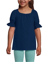 Lands' End Girls Short Sleeve Eyelet Ruffle Top