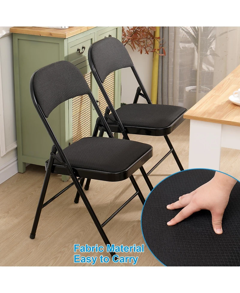 4/6/10-Pack Folding Chair Set with Fabric Upholstered Padded Seat Metal Frame for Home Office Dining Room-6 Pack