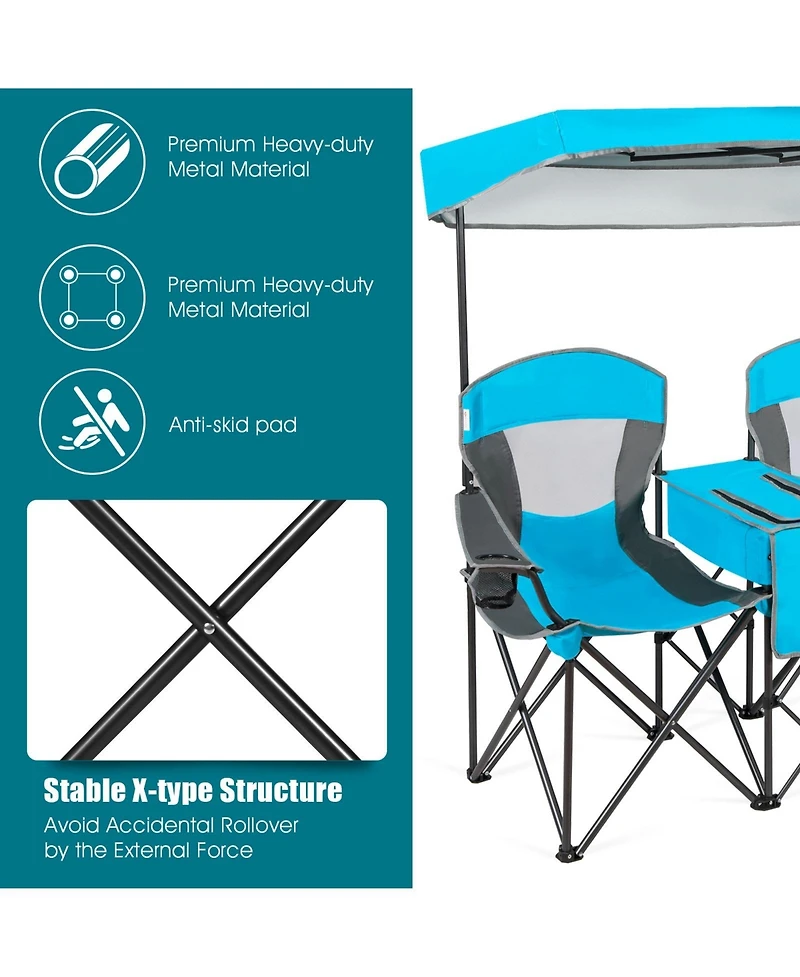 Portable Folding Camping Canopy Chairs with Cup Holder