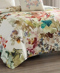 Bebejan Antique Flowers Ivory Bedding 200 Thread Count 100% Cotton Sateen 5 Piece Reversible Queen Comforter Set