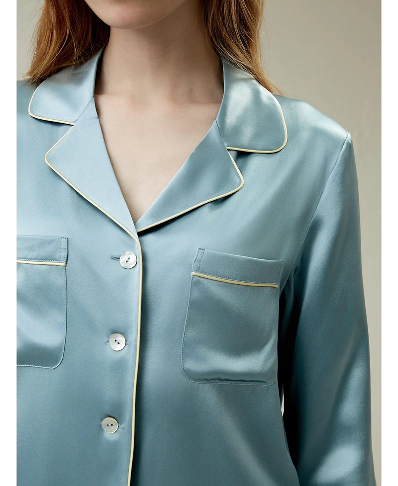 Lilysilk Women's Gold Piping Silk Pajamas Set