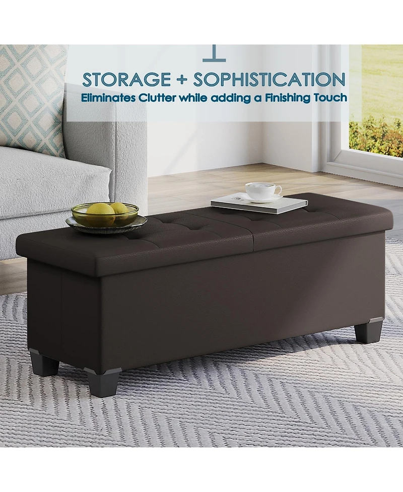 Nestl Inch Ottoman Storage Bench with Storage Bins
