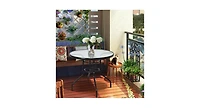 Slickblue Patio Round Table Steel Frame Dining Table