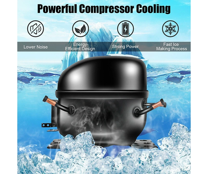 Slickblue 48 lbs Stainless Self-Clean Ice Maker with Lcd Display