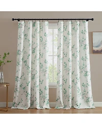 Hlc.me Jasmine Floral Patterned Room Darkening Curtain Rod Pocket Pole Top Panels
