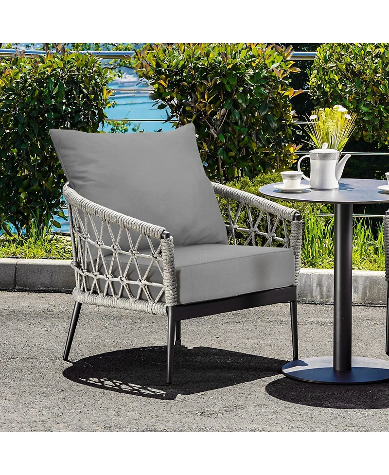 Slickblue Deep Seat Chair Cushion Pads Set with Rope Belts for Indoor and Outdoor