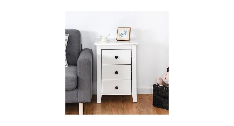 Slickblue Modern Storage End Beside Nightstand with 3 Drawers