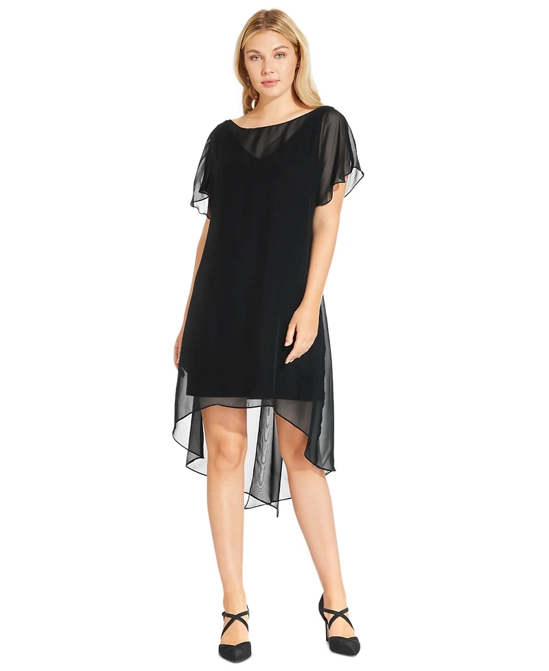 Adrianna Papell Chiffon-Overlay A-Line Dress