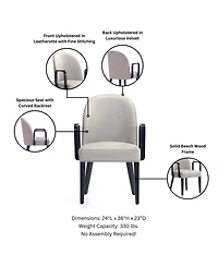 Manhattan Comfort Hillman Leatherette and Velvet Upholstered Dining Armchair