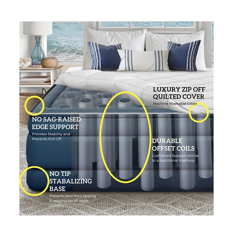 Nautica Home Cloud Supreme Express Inflatable 20" Air Mattress with Built in Pump, Queen