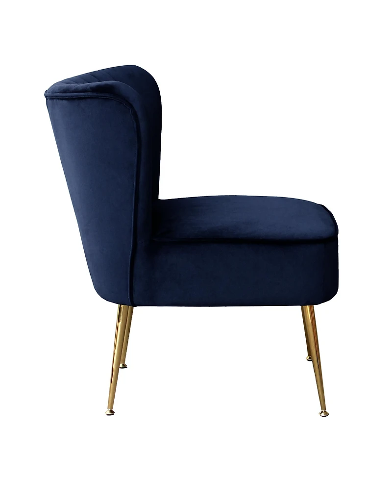 22" Wide Upholstered Tufted Velvet Accent Chair With Metal Leg