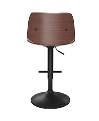 Simpli Home Goulding Adjustable Swivel Bar Stool in Cream Pu Leather
