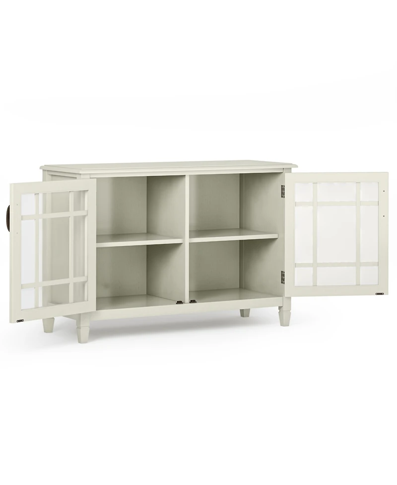 Simpli Home Connaught Solid Wood Low Storage Cabinet in Antique White