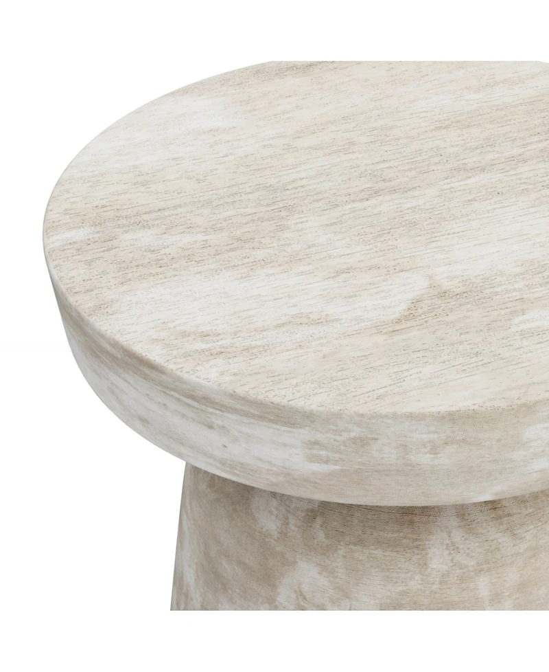Simpli Home Robbie Solid Mango Wood Accent Table in Distressed White Wash