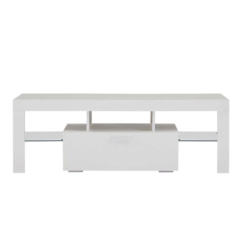 Simplie Fun Modern Tv Stand With Led Lights, High Glossy Front Tv Cabinet