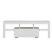 Simplie Fun Modern Tv Stand With Led Lights, High Glossy Front Tv Cabinet