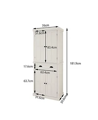 Streamdale Furniture Four-Door, One-Drawer Cabinet, Field Grid Model-White