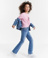Tommy Hilfiger Big Girls Classic Denim Jacket Script Short Sleeve T Shirt Mid Rise Flare Leg Jeans