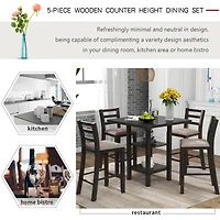 Streamdale Furniture 5-Piece Wooden Counter Height Dining Set With Padded Chairs And Storage Shelving
