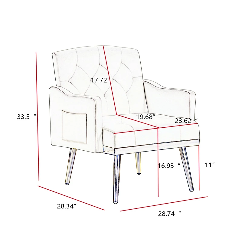 Streamdale Furniture Cream Velvet Armchair With Metal Legs
