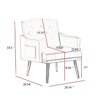 Streamdale Furniture Cream Velvet Armchair With Metal Legs