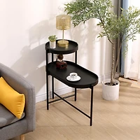Streamdale Elegant 2-Tier Black Side Table with Storage