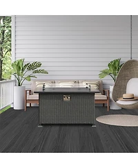 Streamdale Furniture Smokeless Fire Pit Table for Outdoor Patio with Glass Wind Guard