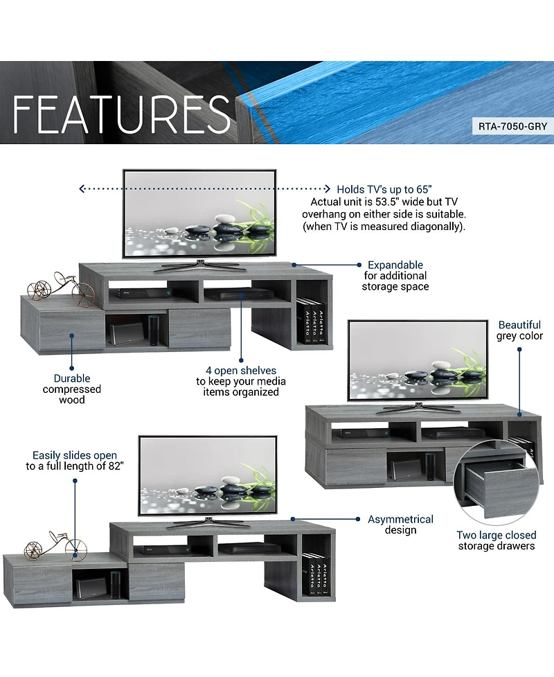 Streamdale Adjustable Tv Stand Console For Tv'S Up To 65"