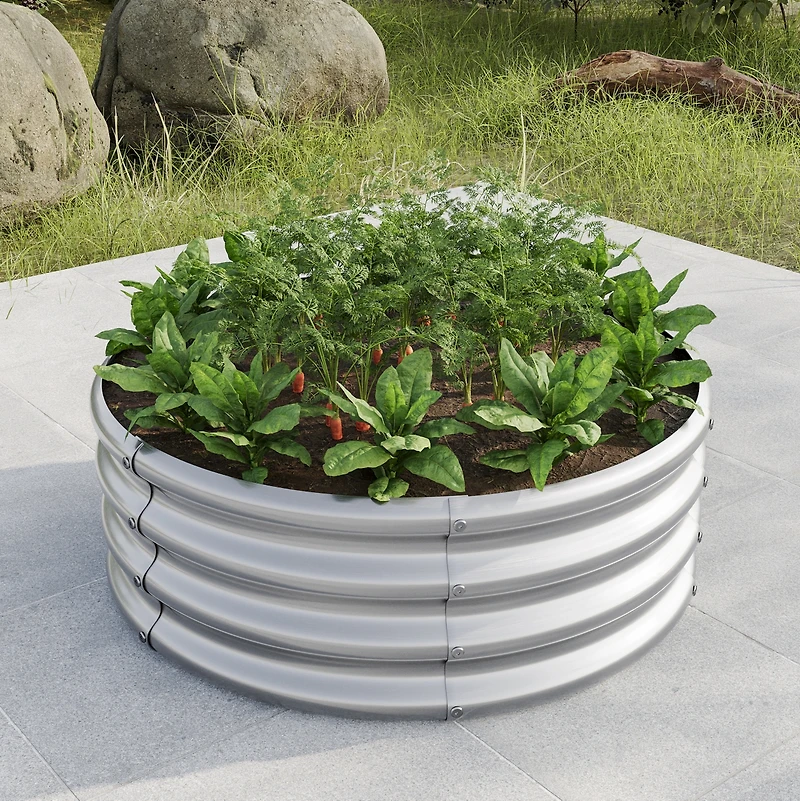 32.0811.4" Tall Round Raised Garden Bed, Metal Raised Beds for Vegetables, Outdoor Garden Raised Planter Box, Backyard Patio Planter Raised Beds