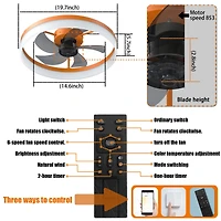 Streamdale Thin Modern Ceiling Fans with Dimmable Led Lights (Orange)
