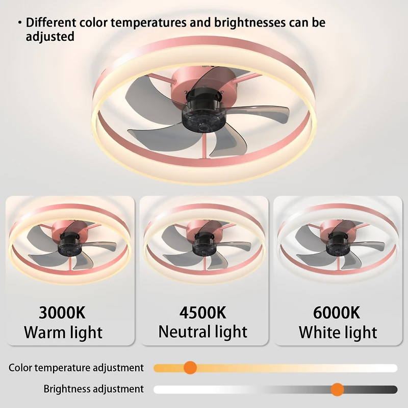 Streamdale Thin Pink Dimmable Led Ceiling Fans