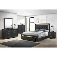 Simplie Fun Modern Glam 2-Drawer Nightstand Black Gold