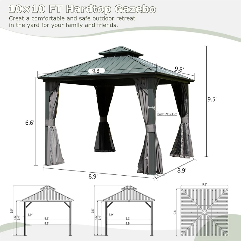 Streamdale 10' X 10' Hardtop Gazebo, Aluminum Metal Gazebo
