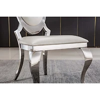 Streamdale Furniture Leatherette Dining Chair With Oval Backrest Set Of 2, Stainless Steel Legs