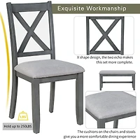 Streamdale Foldable Solid Wood Family Dining Set (6-Piece)