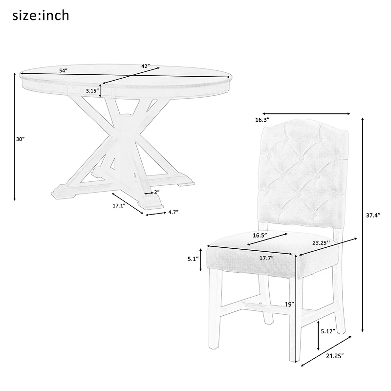 Streamdale Retro-Style Dining Set with Extendable Table & 4 Chairs