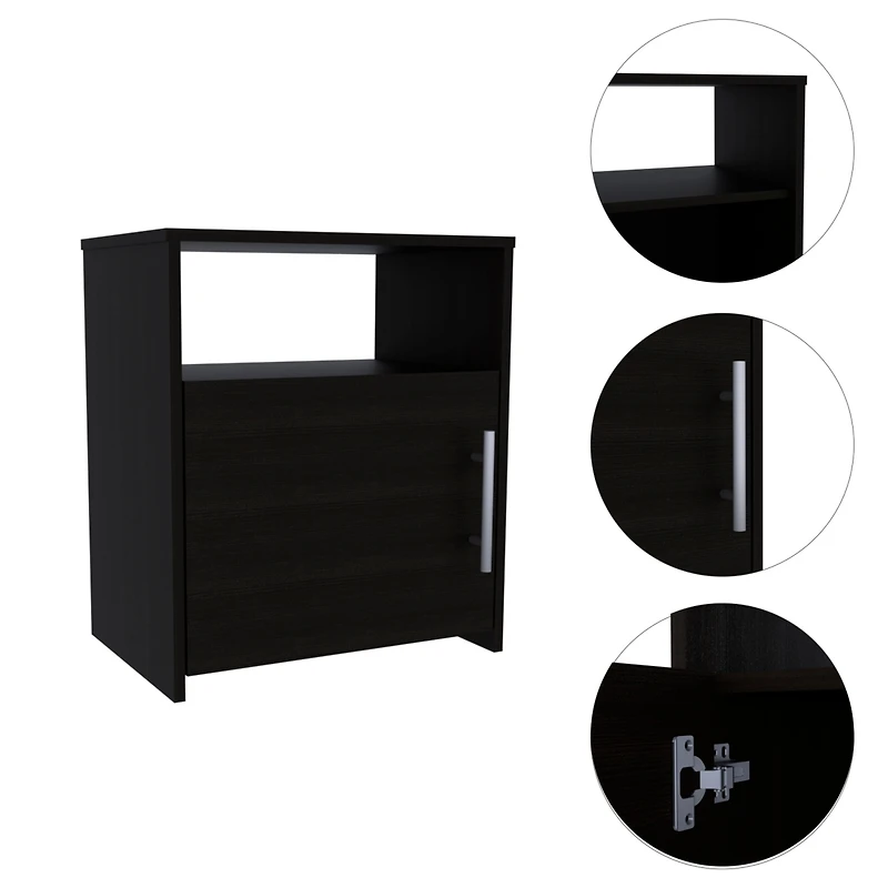 Simplie Fun Nordico Nightstand, One Shelf, Single Door Cabinet, Metal Handle