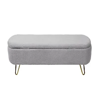 Streamdale Furniture Storage Ottoman Bench For End Of Bed Gold Legs, Modern Faux Fur Entryway Bench