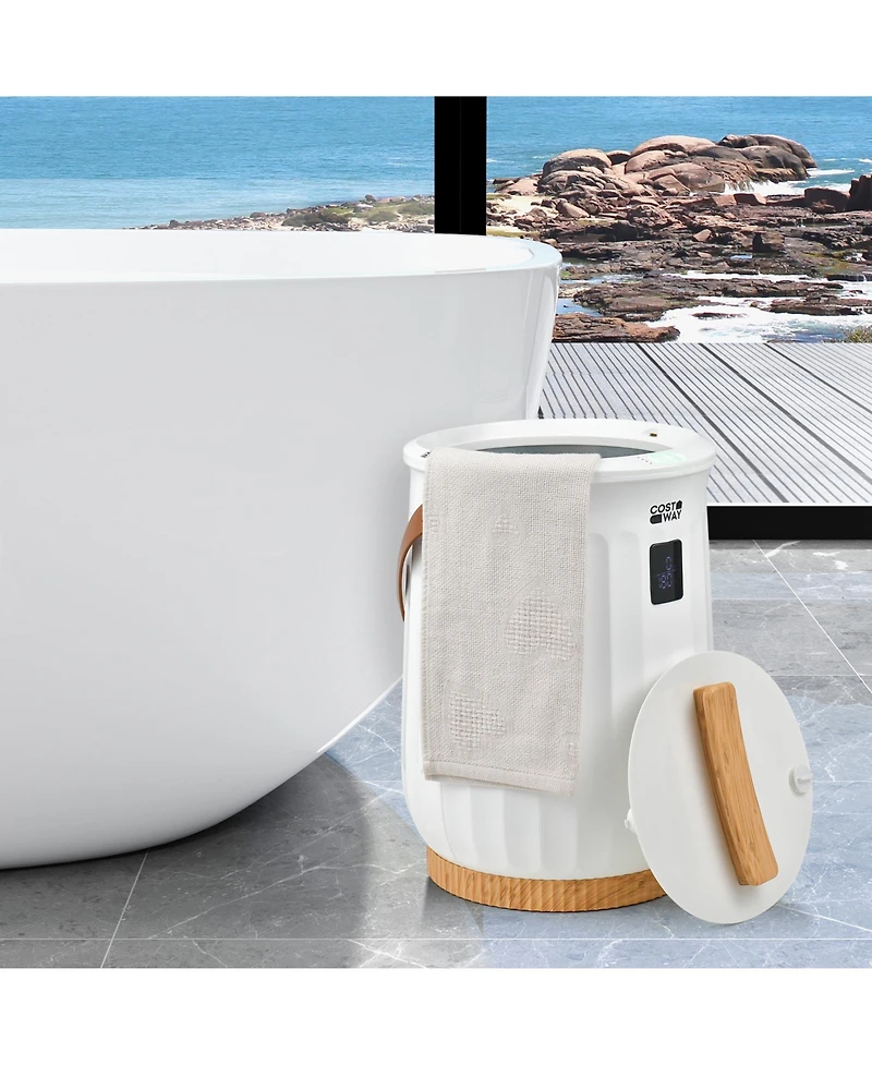 Bucket Towel Warmer with 4 Timer Settings and Portable Handle for Bathroom Use
