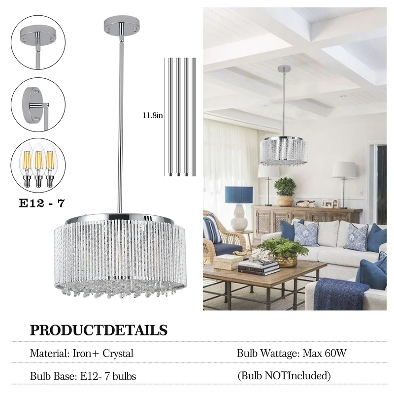 Streamdale Crystal Chandelier Round Luxury Lamp