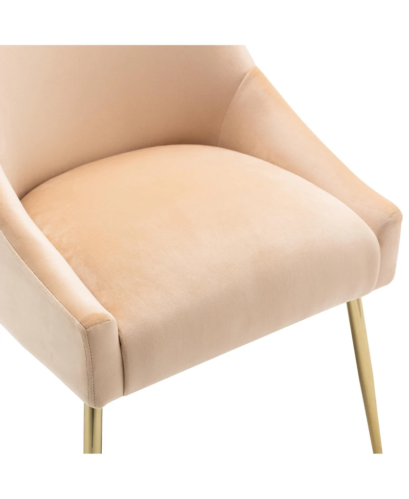 Upholstered Performance Velvet Accent Chair With Metal Leg (Set of 2)