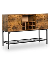 Slickblue Industrial Kitchen Buffet Sideboard with Wine Rack and 2 Doors-Rustic Brown