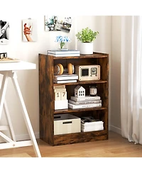 3-Tier Bookcase Open Display Rack Cabinet with Adjustable Shelves