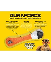 DuraForce Bone Tiger Blue-Green, 2-Pack, Durable Plush Squeaky Dog Toys