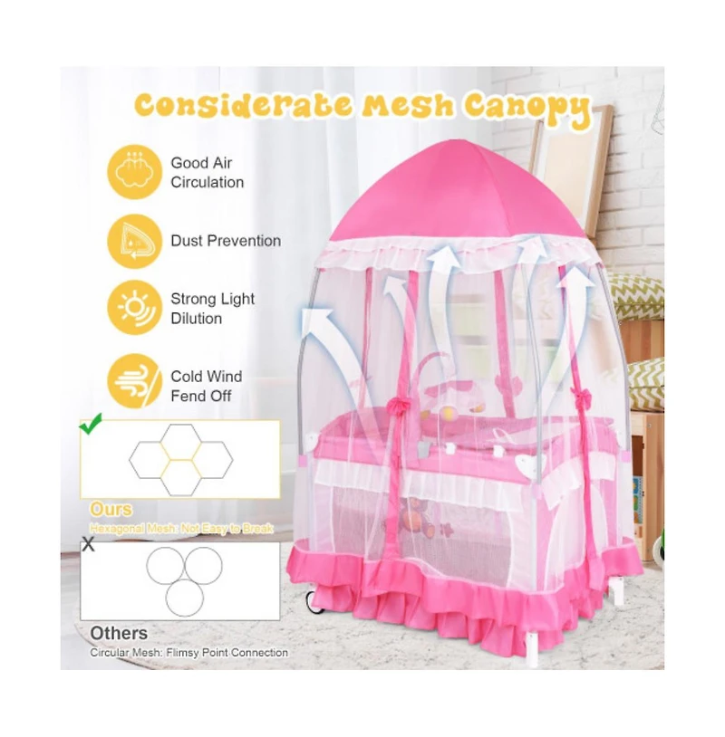 Slickblue Portable Baby Playpen Crib Cradle with Carring Bag